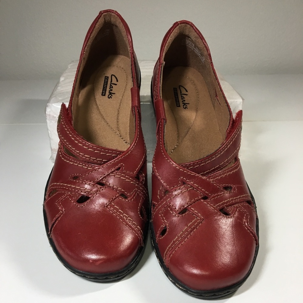 Clarks Red Leather Shoes ~ 7